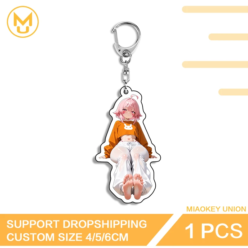 Pretty March 7th Sexy Girl Amusing Sitting Posture Creative Innovative Double Sided Key Chains Luxury Novelty Accessories