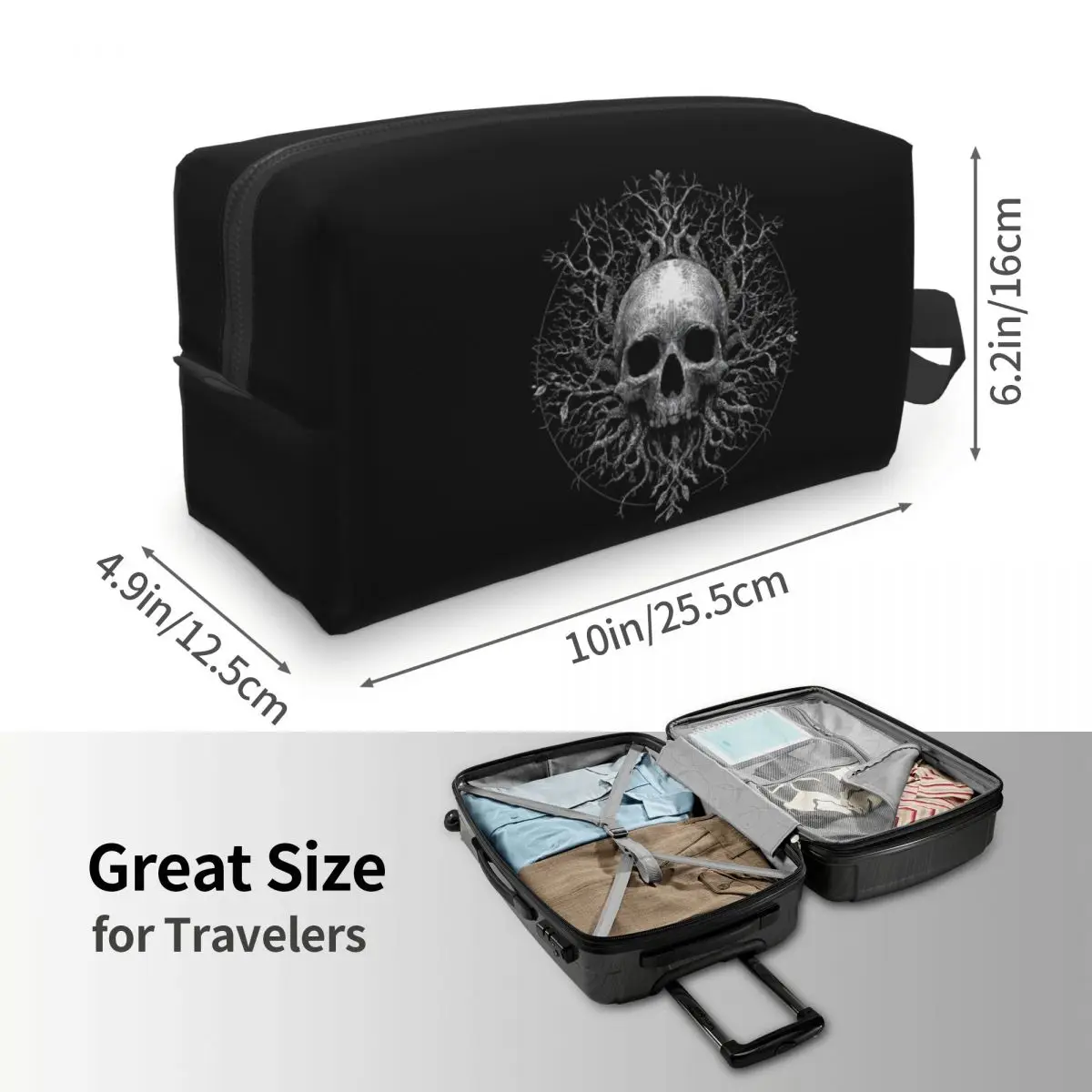 Skeleton Tree Printed Makeup Bag Cosmetic Organizer Storage Dopp Kit Toiletry Cosmetic Bag for Women Beauty Travel Pencil Case