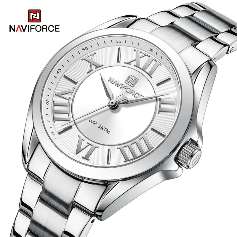 2023 New NAVIFORCE Romantic Luxury Women Quartz Watch Stainless Steel Band Ladies Wristwatch Waterproof Clock Reloj Mujer