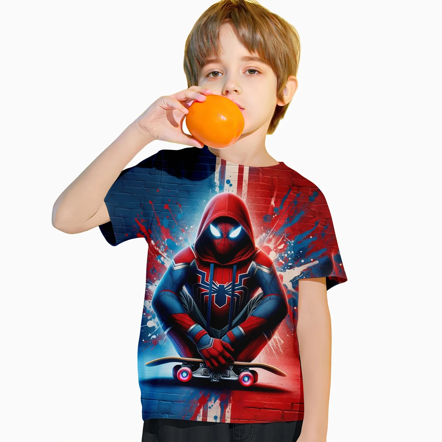 

2024 New Summer Children's T-shirt Spider-Man 3d Printed Charming Short Sleeve Boys And Girls Top Street Shirt Fashion Clothing