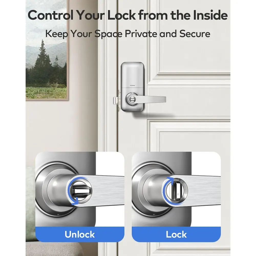 Digital Keypad Door Lock with Handle - Smart Electronic Interior Door Lock featuring Anti-Peeping, Auto-Lock, and Passage Mode -