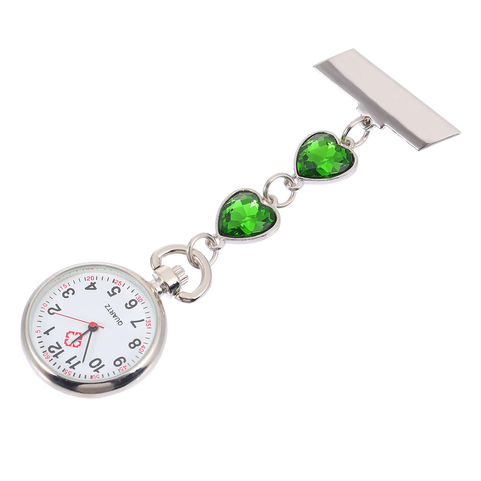 

Peach Heart Nurse Watch Fashionable Clip-on Quartz Timepiece for Women Nurses Hanging Chest Medical Staff Gift