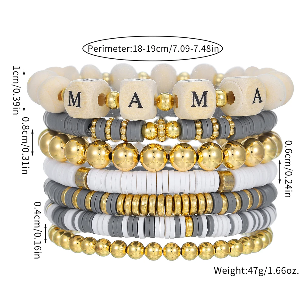 NADEEM Fashion MAMA Letter Polymer Clay Beads Bracelets For Women Mother's Day Gifts Trendy Colorful Layer Charm Bracelets Hot