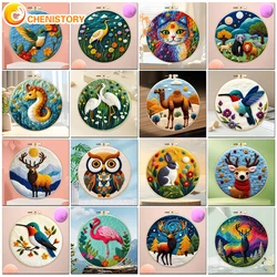 CHENISTORY Wool Felting Needles Set Animals For Wool Paintings Craftwork DIY Craft With Frame Felting Kit Home Decoration New