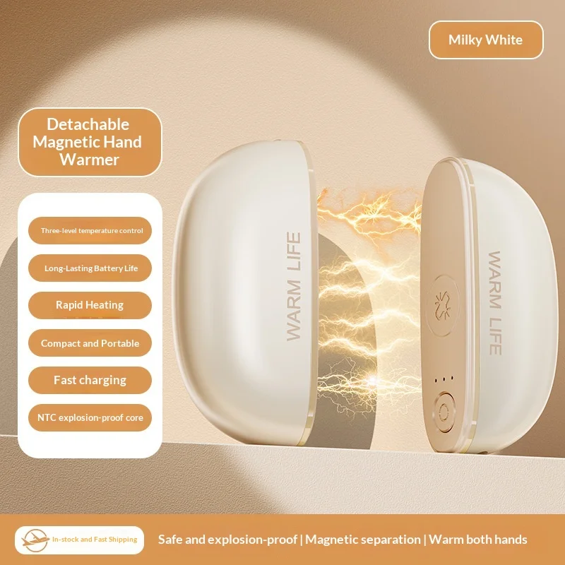 Magnetic Hand Warmer Detachable 2-in-1 Magnetic Rechargeable Hand Warmer Safe Constant Temperature Outdoor Portable