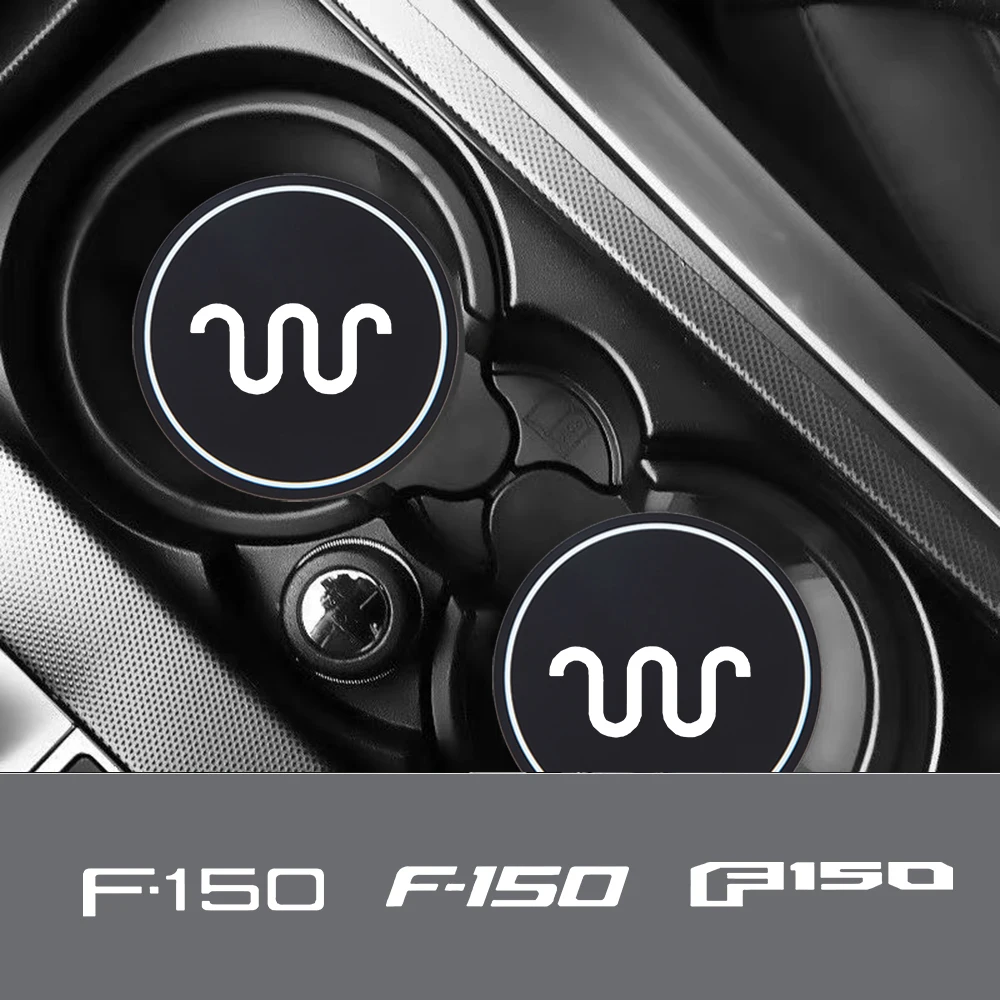 

2Pcs Silicone Car Cup Coaster Waterproof Non-Slip Sift-Proof Spill Saucer with Lift Notch Storage Mat For Ford King Ranch F150