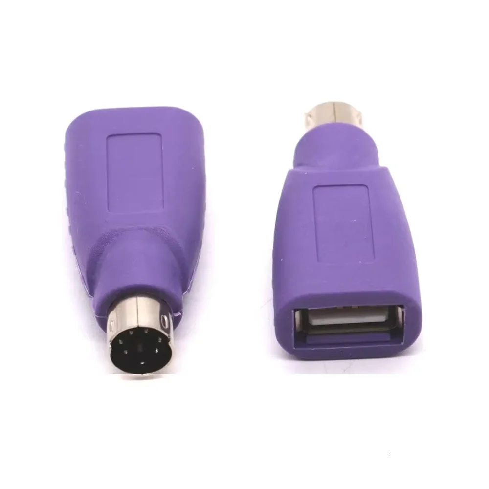 2 Pack USB Female to PS2 Male Keyboard Adapter Mouse Mice Adapter Converter, Purple