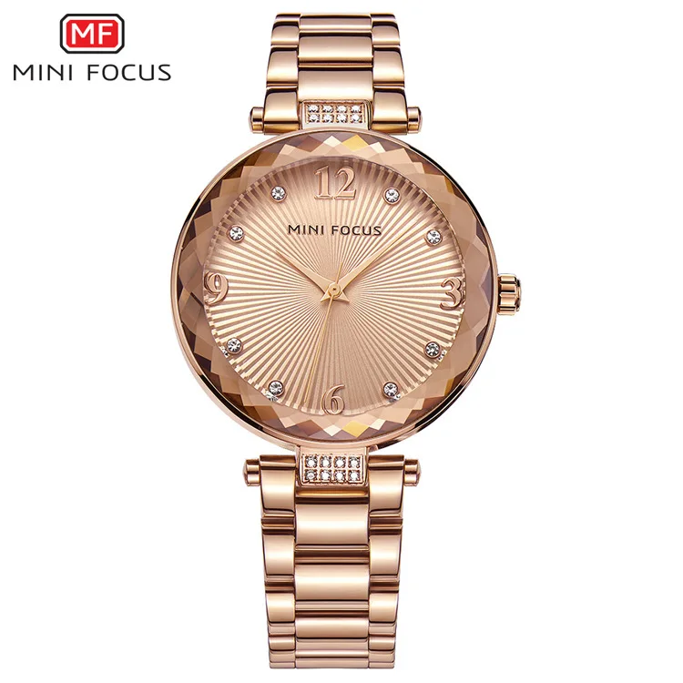 MINI FOCUS 0038 Women's Quartz Watch Fashion Simple Crystal Gold  Silvery Luxury Wristwatch for Ladies Female Relogio Feminino