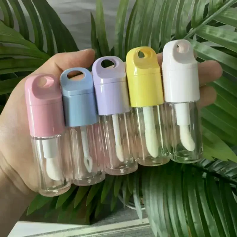 1 قطعة عصا فرشاة كبيرة لطيفة شفافة 4 مللي أنبوب ملمع الشفاه البلاستيكي حاوية ملمع الشفاه الفارغة #4