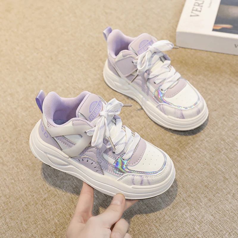 

Children's sports shoes Fashion casual shoes Breathable boys lightweight non-slip low top board shoes girls Velcro thick soles