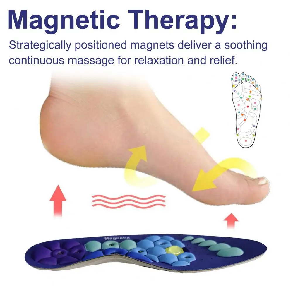 1 Pair Magnet Acupressure Insoles Unisex Foot Arch Support Promote Circulation Relieve Fatigue Orthopedic Insoles