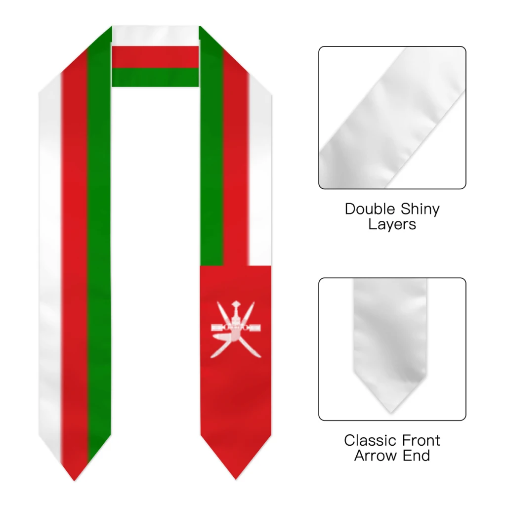 Custom Name Or Logo Oman Flag Scarf Graduation Stole Sash International Study Abroad Class of 2023 Shawl