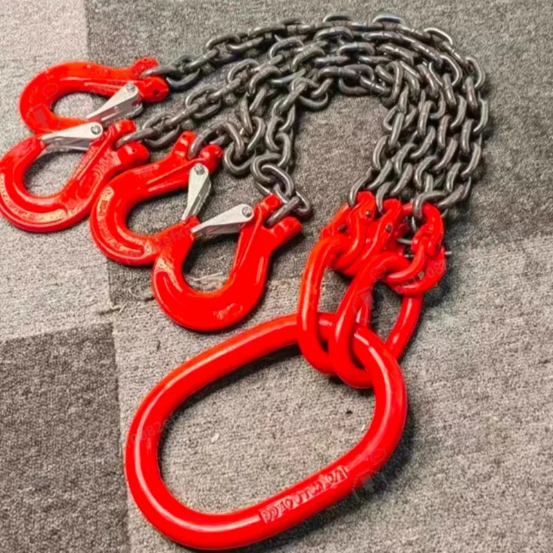 G80 Alloy Steel Chain Sling 2-5 Ton Lifting Sling Assembly 1 2 3 4 Leg with Grab Hook for Overhead Crane Hoisting
