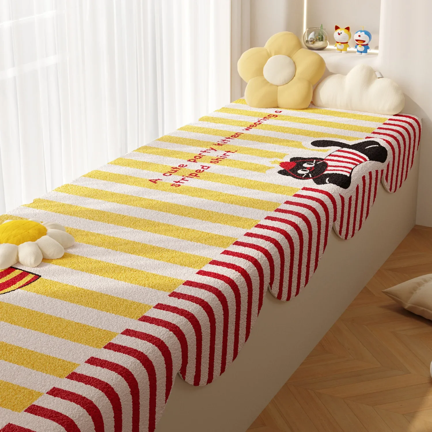 Cute Cartoon Faux Cashmere Rugs Non-slip moisture-proof Soft Warm Bedside Rug For Bedroom Window Decoration