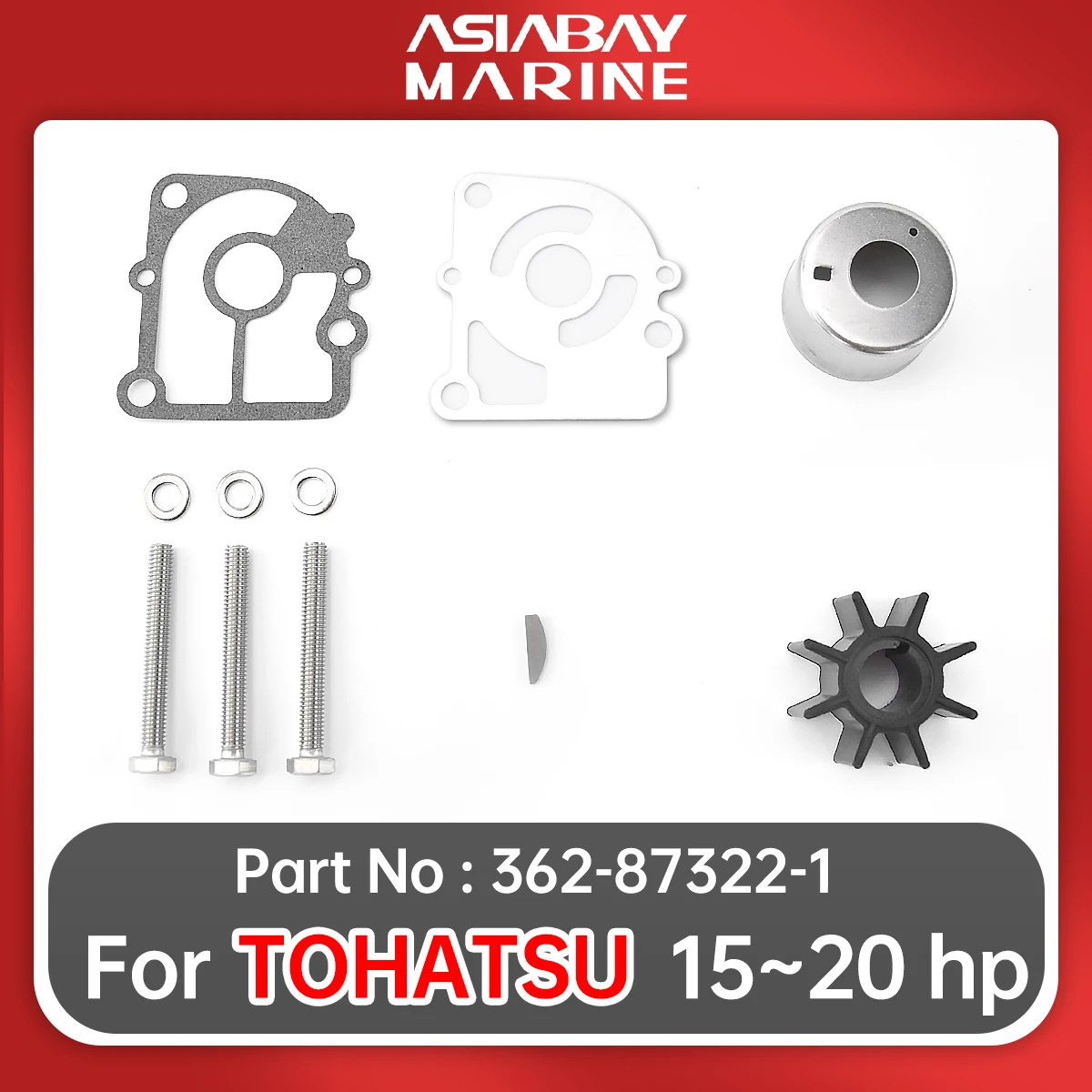 

Impeller Water Pump Repair Kit 334-65021 For Nissan/Tohatsu Outboard Motor Accessory 15 20 Hp Marine Engine Part 362-87322-1