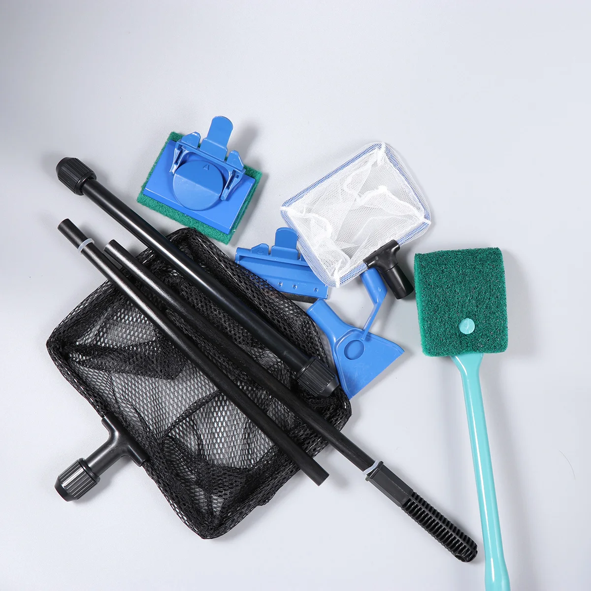 

6 in 1 Aquarium Fish Glass Tank Cleaning Kit Gravel Rake Algae Scraper Plant Fork Sponge Spoon Net for Fish Tank Care