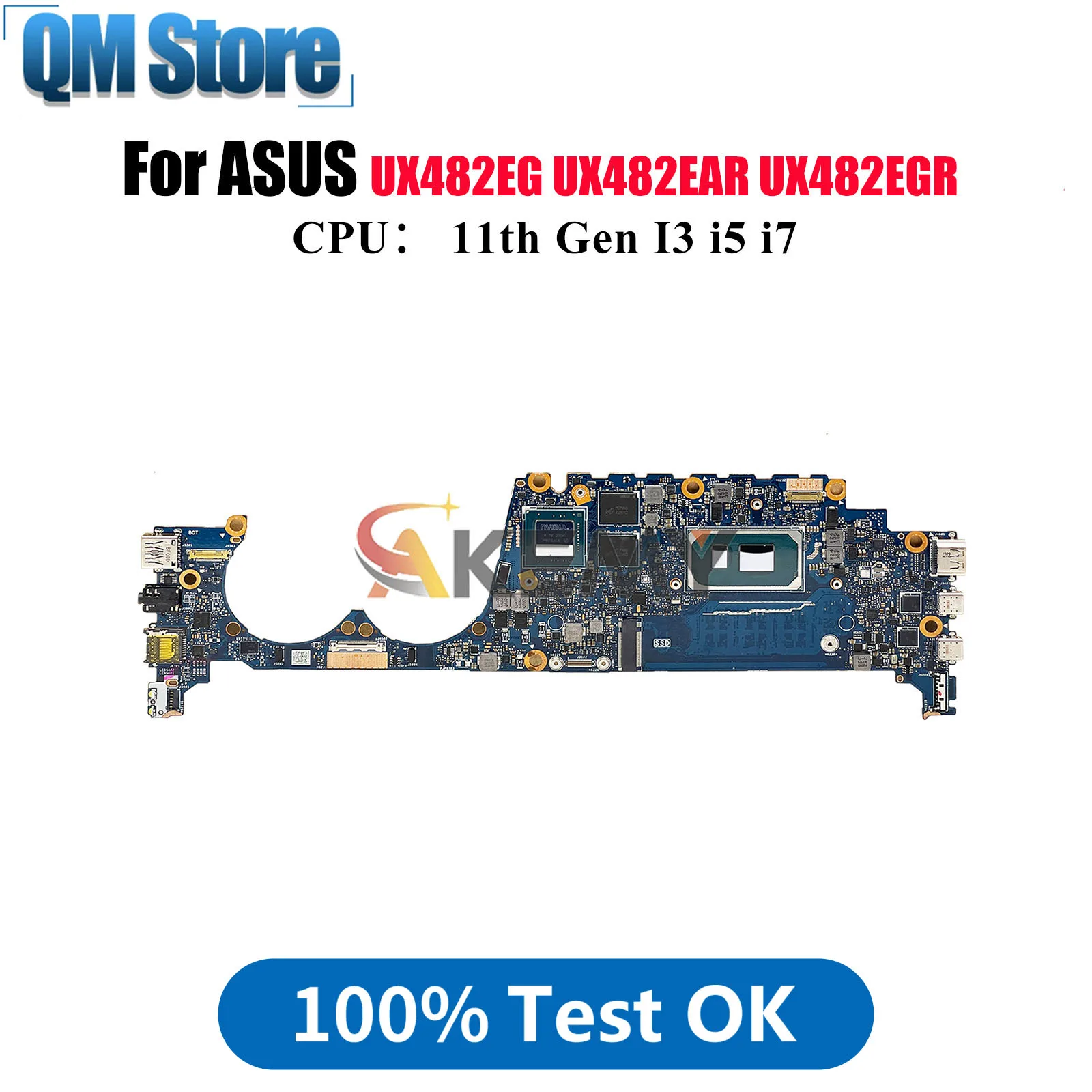 

UX482EG Laptop Motherboard For ASUS ZenBook UX482EAR UX4100E BE482E BX482E UX482E UX482EG UX482EGR Mainboard 11th Gen I3 i5 i7 U