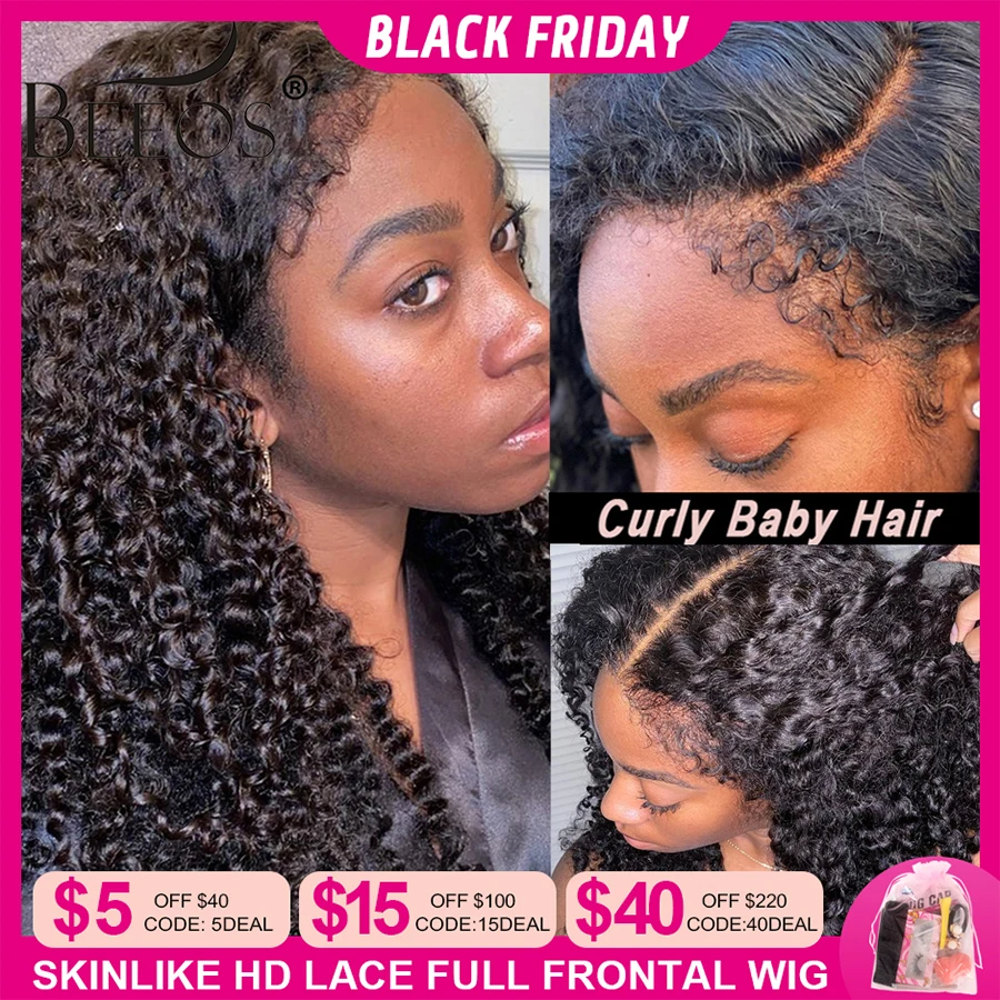 

250% Curly Baby Hair Wigs Kinky Curly 13x6 HD Lace Frontal Wig Human Hair Wigs For Women Pre plucked Water Wave Brazilian Remy