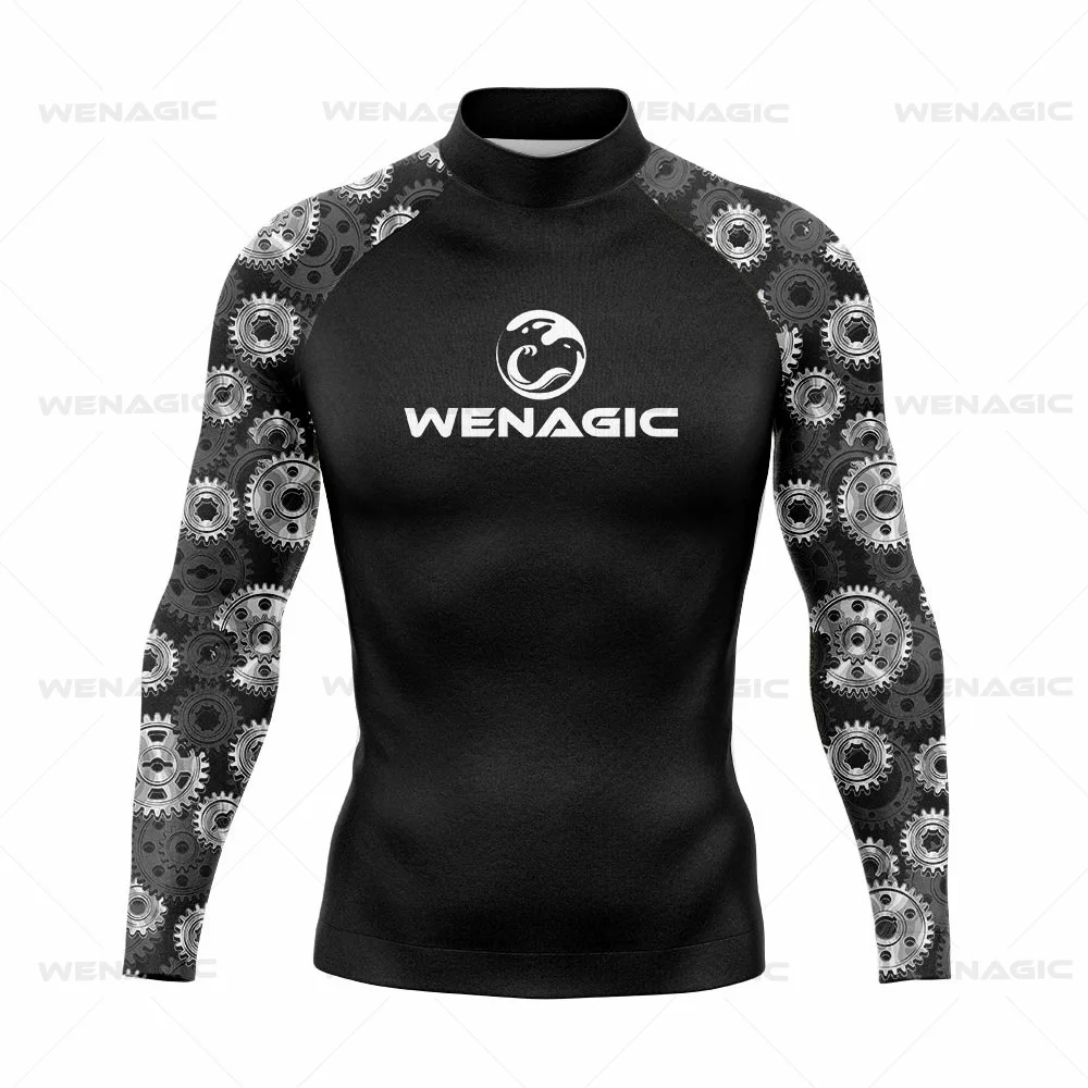 Summer New Men\'s UV Protection Rash Guard Diving Surf t Shirt Swimming T-shirt Swimsuit Beach Swimwear Long Sleeve Surfing Suits