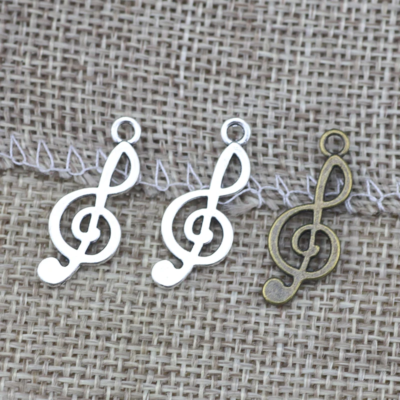 High Quality 30 Pieces/Lot 10mm*24mm Antique Silver Plated Diy Jewelry Accessories Musical Music Note Charms For Jewelry Making