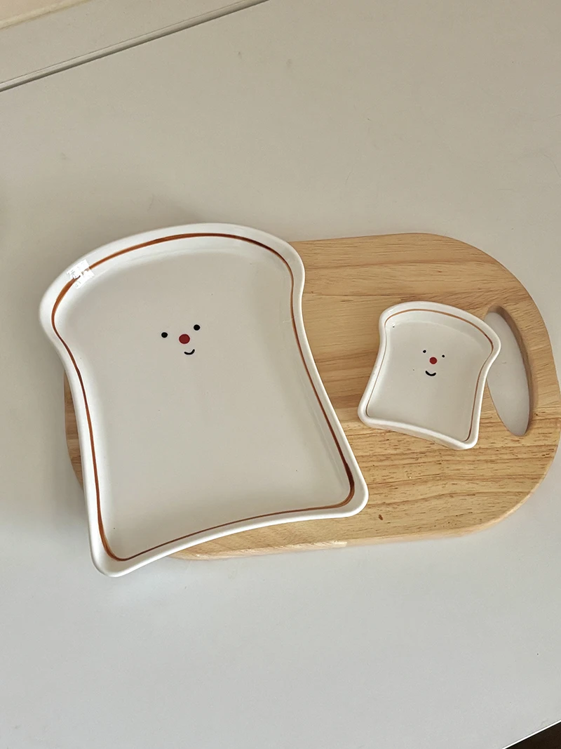 

Face Ceramic Small Ceramic Plate Dessert Plate Breakfast Plate Toast Plate Fruit Plate Ins Style Universal Utensils