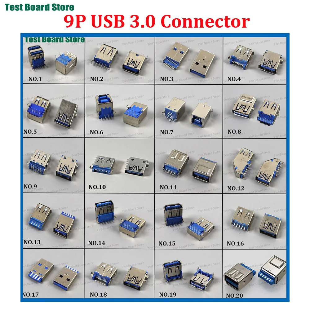 2/5/10PCS USB3.0 Jack 9P 9 Pin USB Male/Female Fast Data Transmission Connector PCB Socket For Laptop Notebook USB Socket
