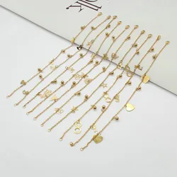1PC Stainless Steel Star Heart Butterfly Anklet Gold Color Pendants Chain Anklet For Women Summer Beach Foot Show Sandal Jewelry