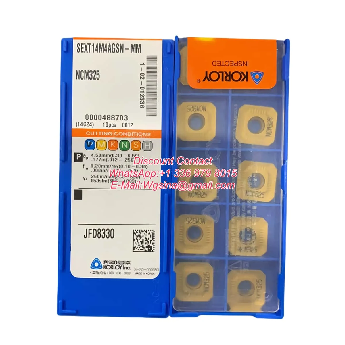 KORLOY 100% Original SEXT SEXT14 SEXT14M4AGSN MM NCM325 Future Mill 45° Indexable Milling Inserts CNC Milling Cutter