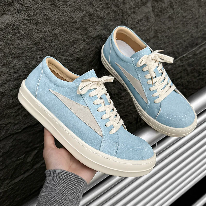 Men's Casual Shoes Low Top Suede Leather Women Lace Up Luxury Trainers High Street Autumn Flats Designer Vintage Sneakers