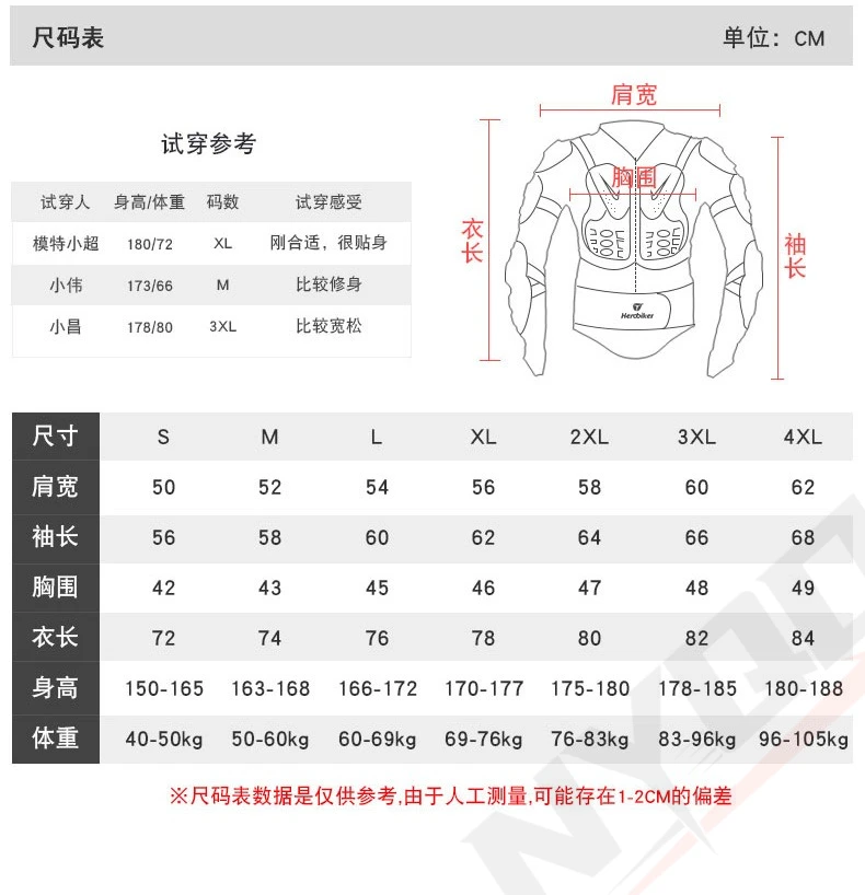 Motorcycle Protective Armor Jacket for Off-Road Motocross, Anti-Crash Knee Elbow Chest Neck Protector Set view 3