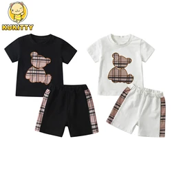 Kukitty Cute Toddler Baby Boy 2Pcs Clothes Set Summer Thin Cotton O-Neck Short Sleeve T-shirt with Short Pants Outfit for Boys