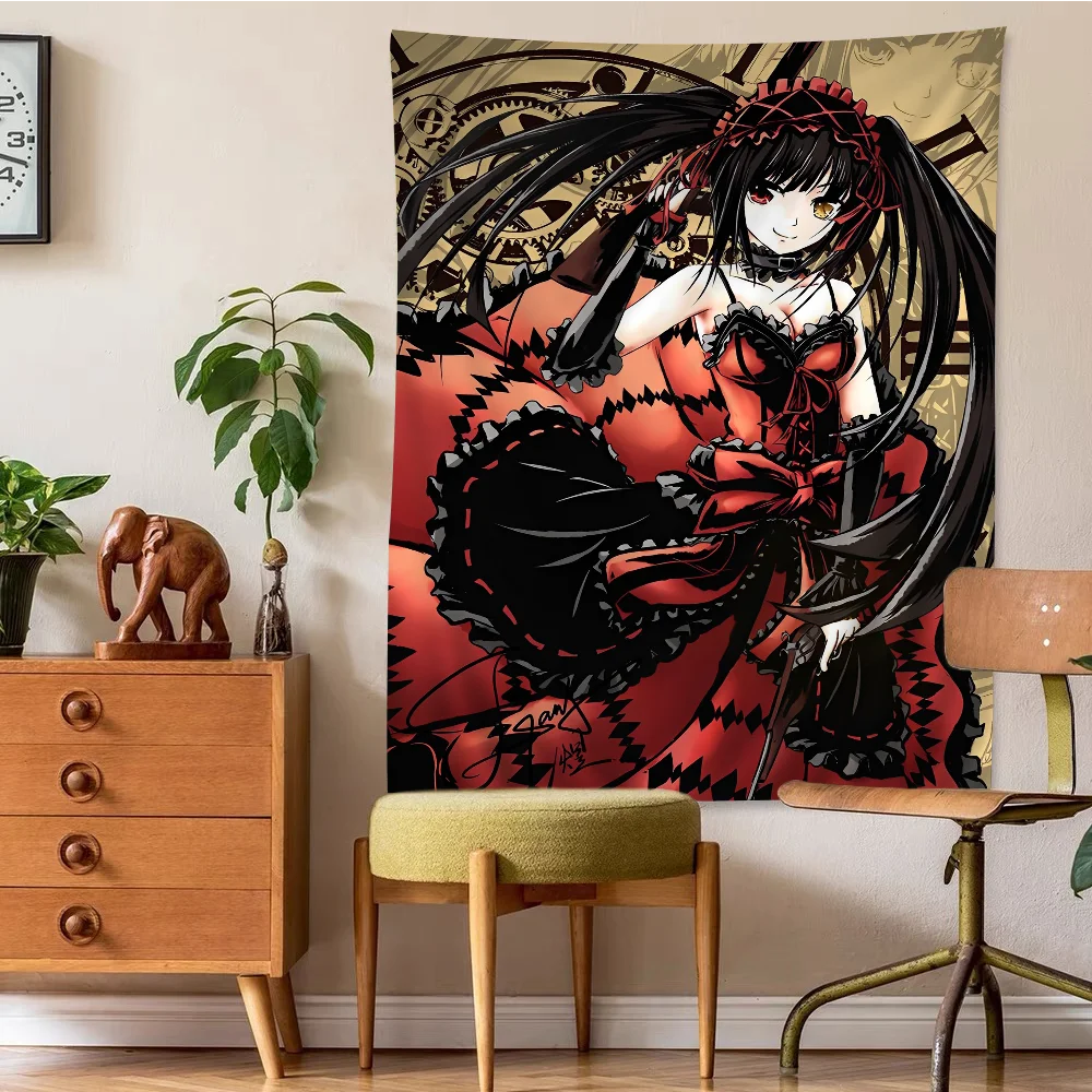 Tokisaki Kurumi Cartoon Tapestry Bohemian Wall Tapestries Mandala Wall Hanging Sheets