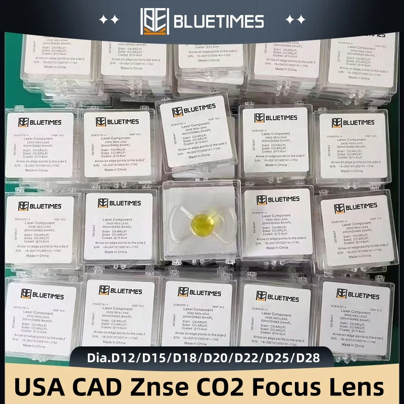 BLUETIMES USA CVD ZnSe Focus Lens Dia.12 15 18 20 22 25 28 mm FL38.1 50.8 63.5 76.2 127 190mm forLaser Engraving Cutting Machine