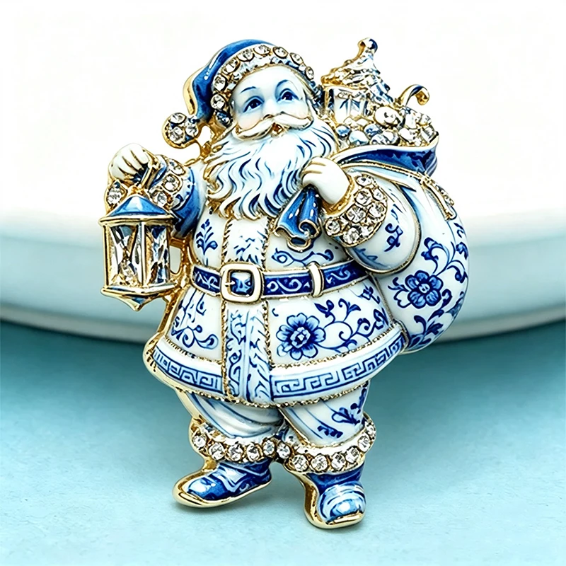 Wuli&baby Weihnachtsbroschen für Frauen, Unisex, 2-farbig, als Geschenk, Weihnachtsmann, Neujahrsparty, Broschen, Geschenk – Detail 5