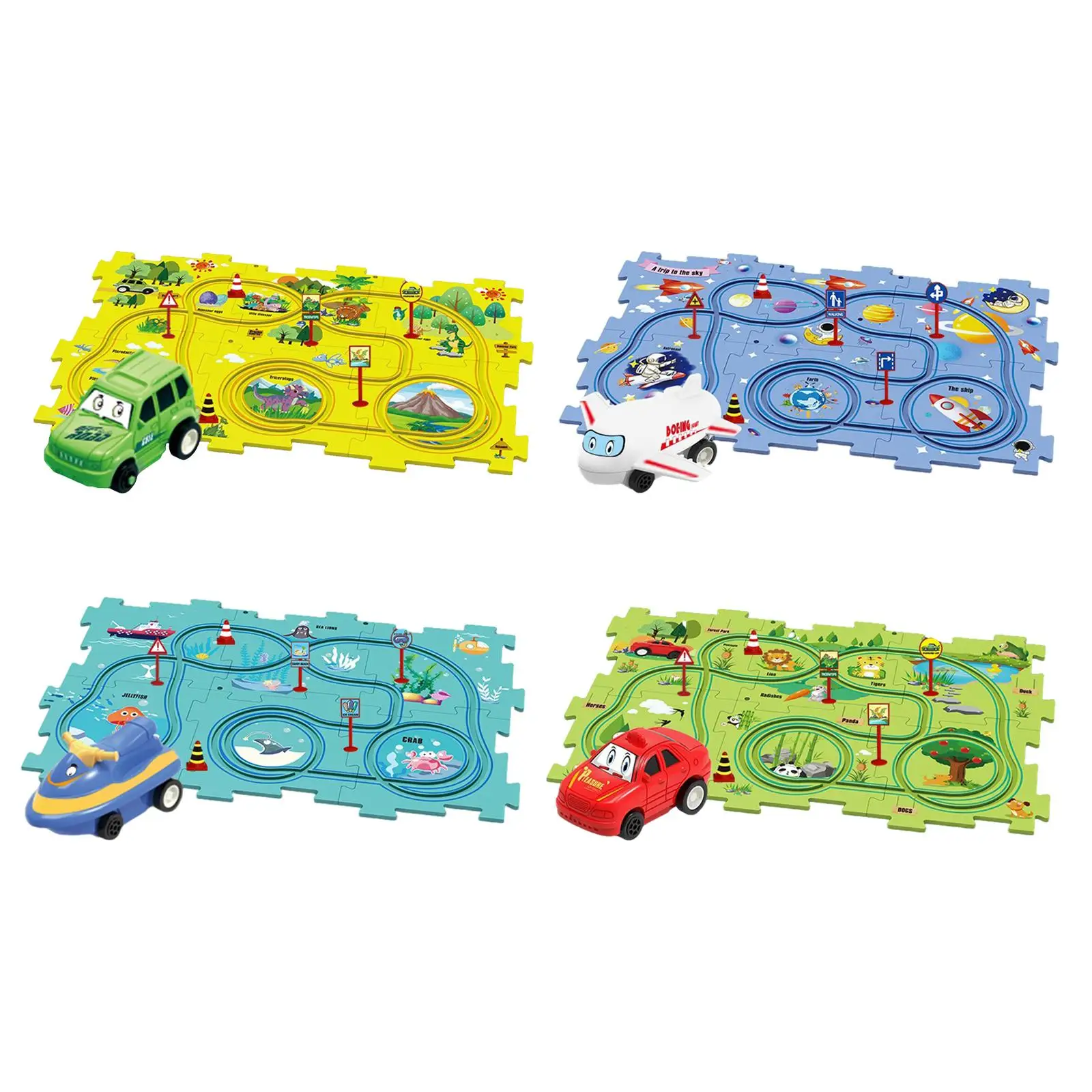 

Puzzle Tracks Jigsaw Set Hand Eye Coordination Educational Toy Rail Car Building Toys for Kids Preschool Girls Toddlers Gifts