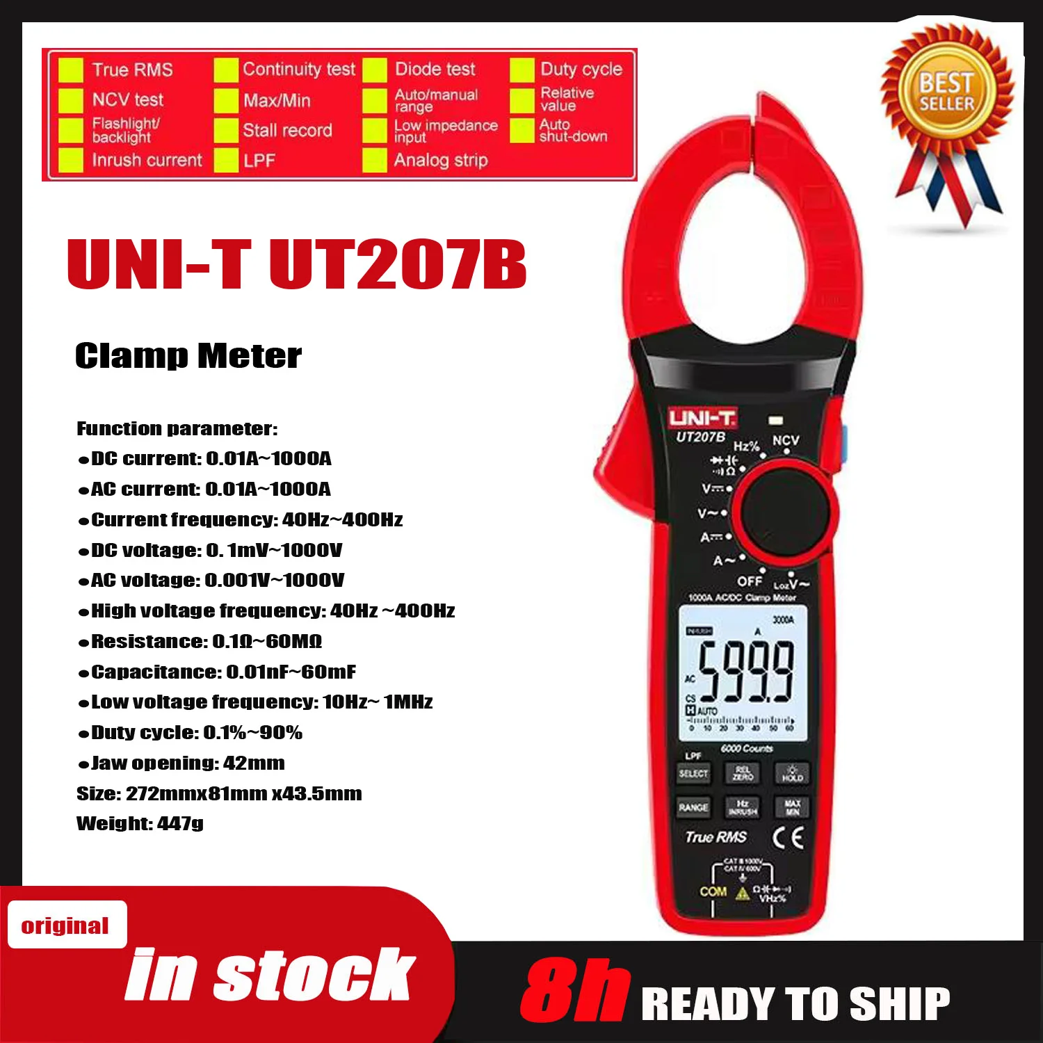 UNI-T UT204+ UT210E Series UT202A+ UT203+ UT202+ Digital Clamp Meter Multimeter Voltage Multimeter High Precision Ammeter Tester
