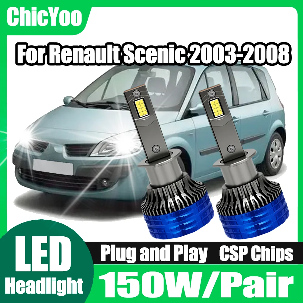 

2PCS 6000K White H1 LED Headlight Headlamps With double Copper tube turbo fan auto lights CSP Chips For Renault Scenic 2003-2008