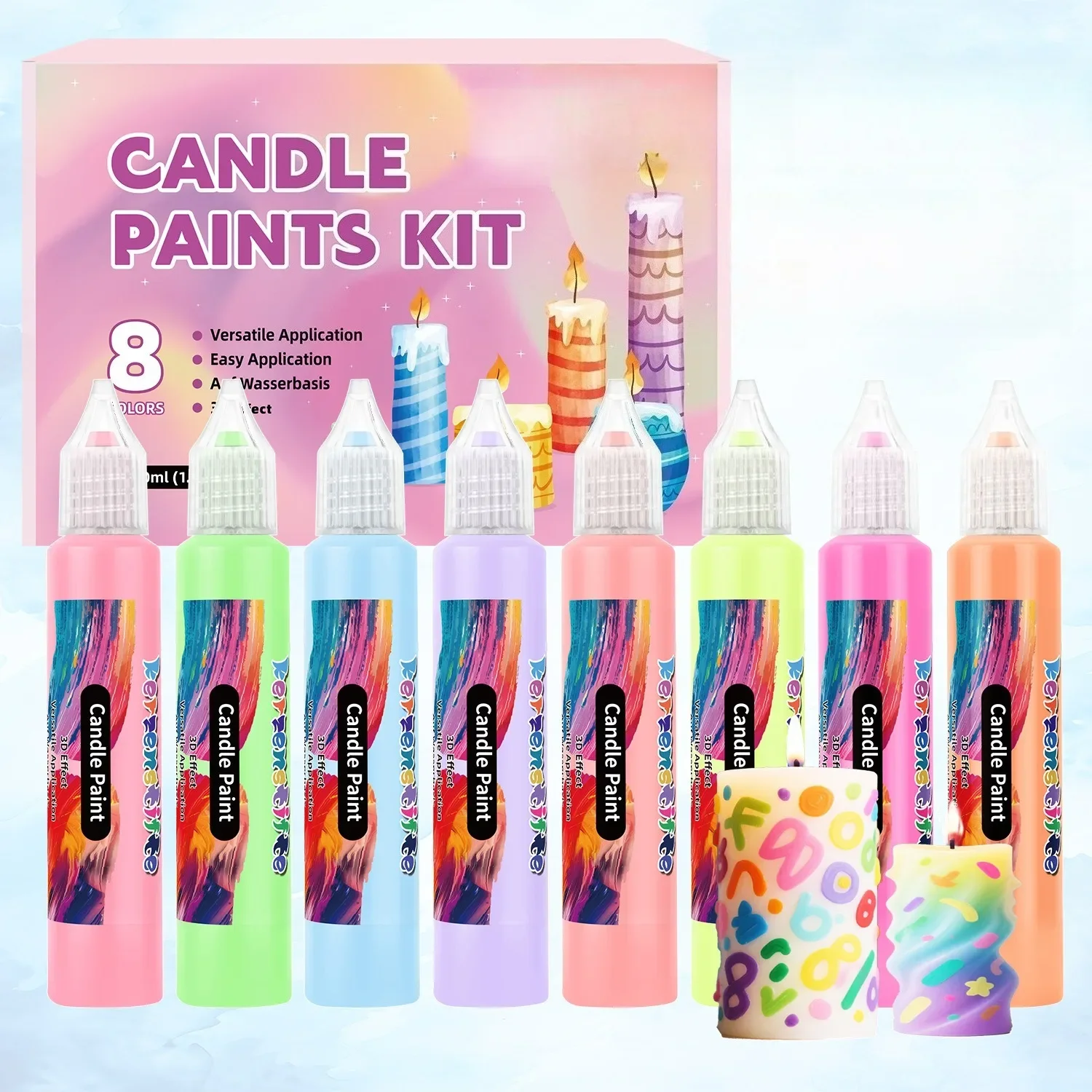

3D Outline Gel Pen for Hand-Painted Art, 24 Colors 30ML Window Graffiti & Candle Paint Pen, DIY Drawing Tool