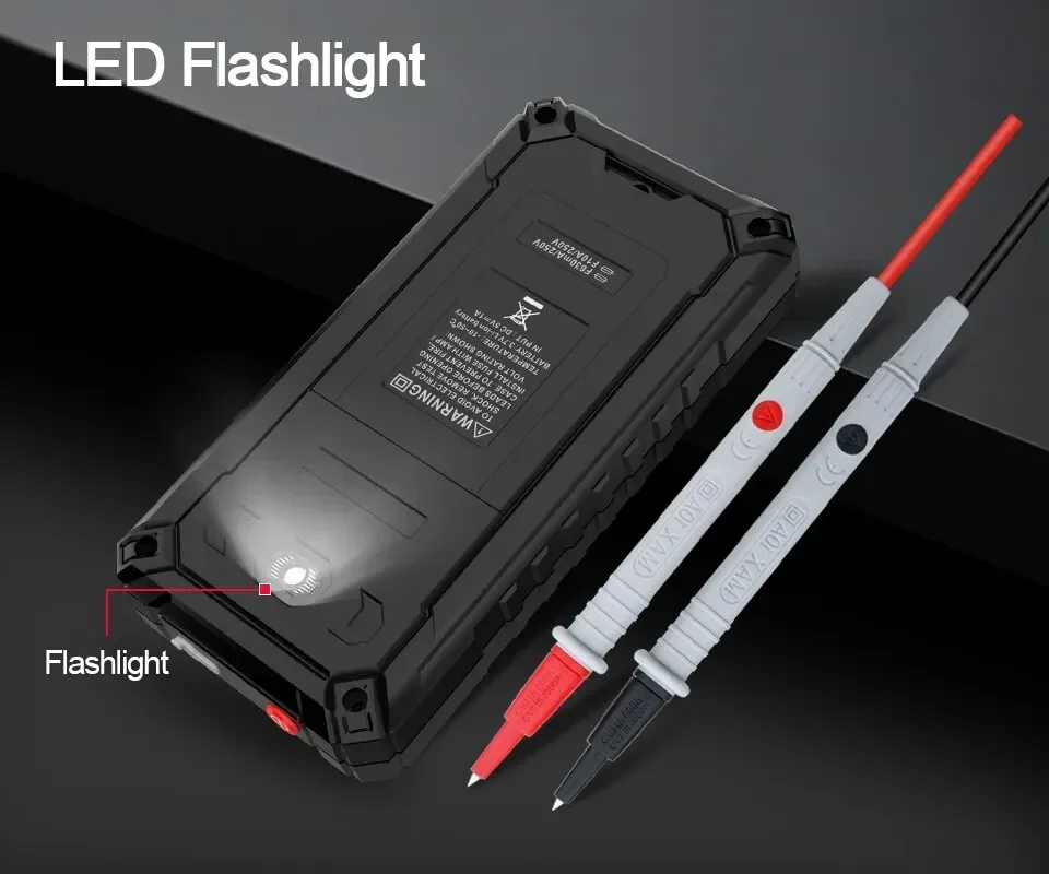 มัลติมิเตอร์ดิจิตอลแบบชาร์จไฟได้ 1000V 9999 ค่า True RMS สำหรับวัดแรงดันไฟฟ้ากระแสสลับและกระแสไฟฟ้า พร้อมหน้าจอ LCD สี 10 ADC มัลติทูล