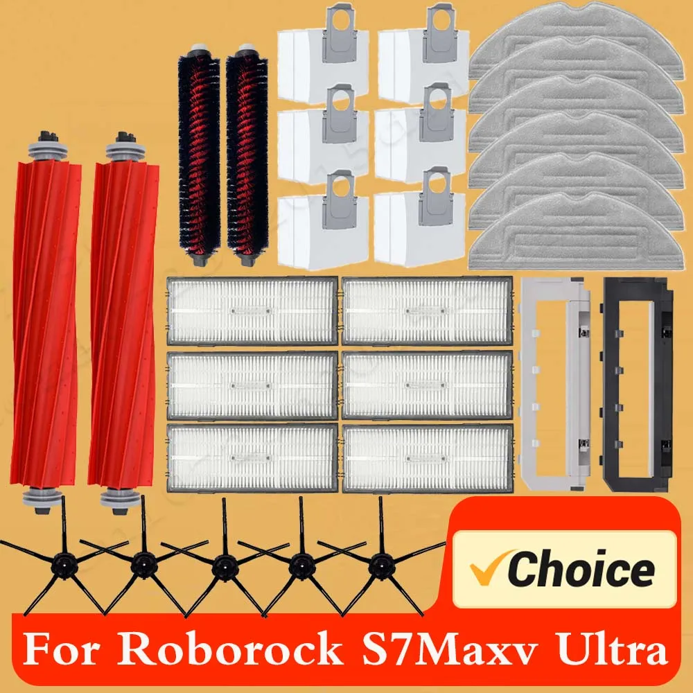 For Roborock S7 MaxV Ultra Accessories Hepa Filter Mop Cleaning Main Brush Dust Bag Original Xiaomi Kit Vacuum Cleaner Parts