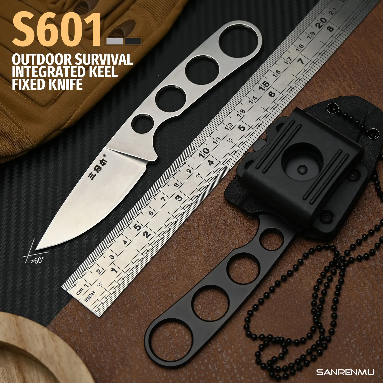 SANRENMU S601 Fixed Blade Knife 8cr13 Steel Camping Hunting Survival Kitchen Knives Tool EDC Sheath 7130 Self Defense
