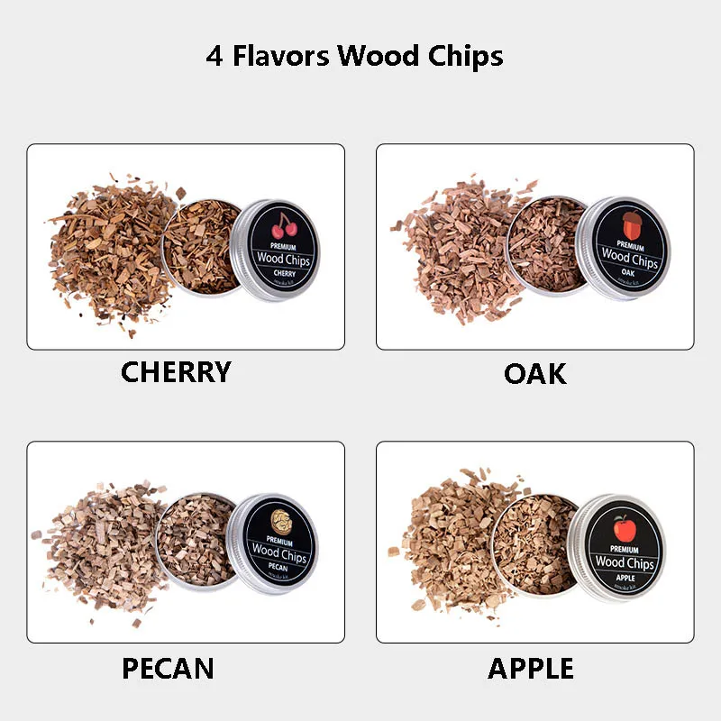 Whiskey Smoker Kit with 4 Flavors Wood Chips – Old Fashioned Drink Infuser for Cocktails & Bourbon, Birthday Gift for Men