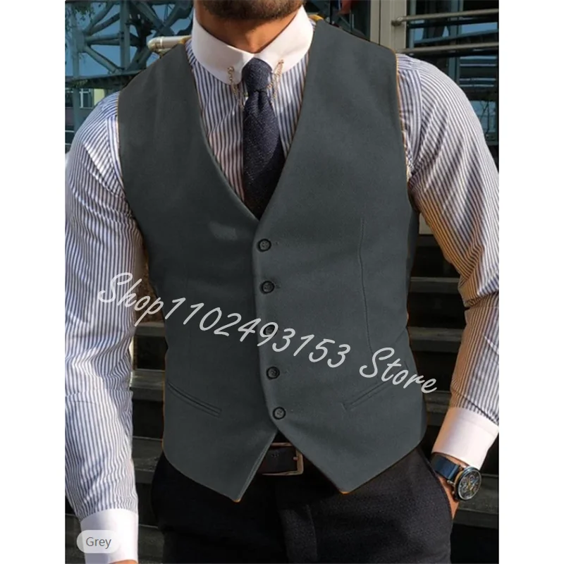 Burgundy Mens Single Breasted Suit Vest 2024 Fashion Slim Fit Sleeveless Waistcoat Men Business Wedding Vest Gilet Costume Homme