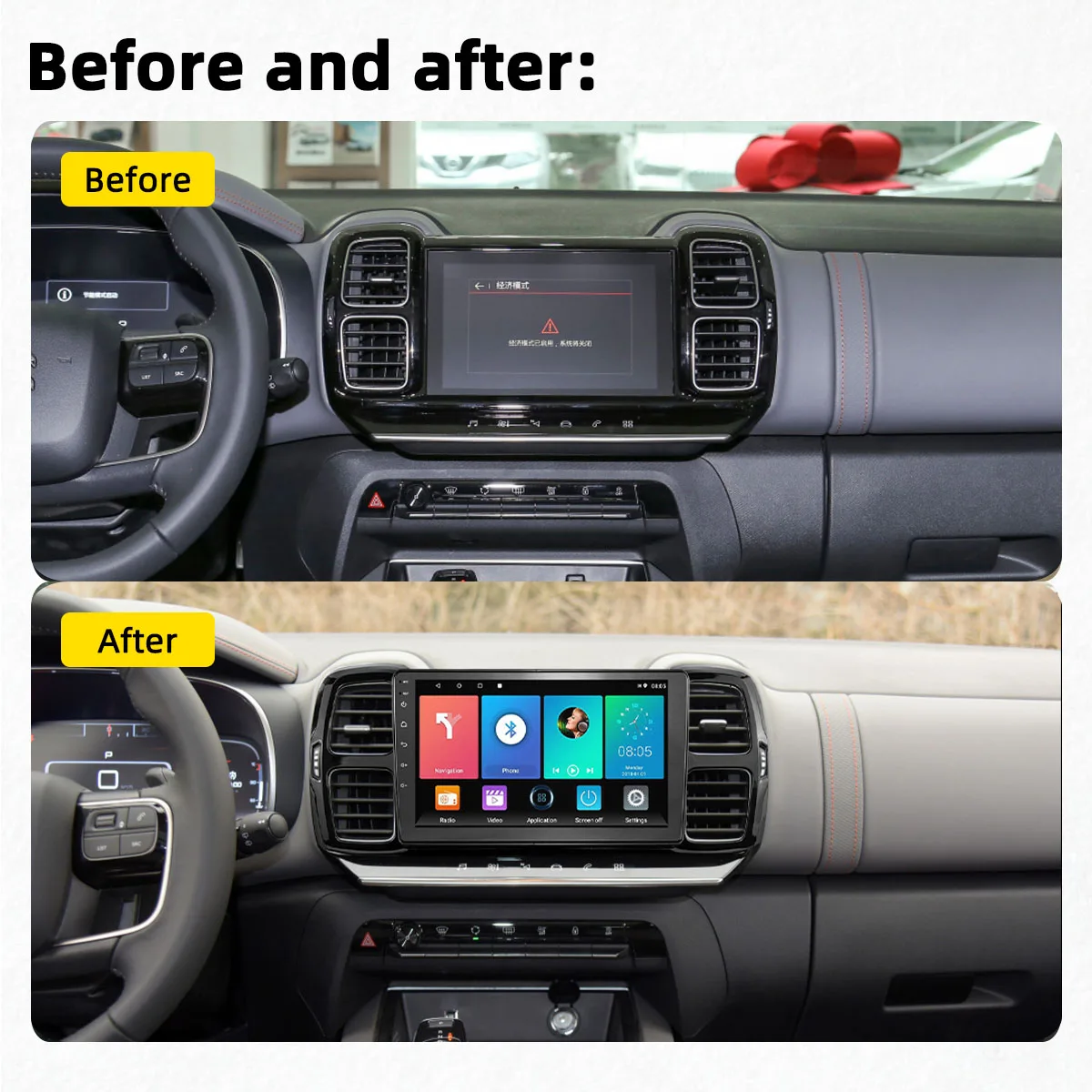 2Din For Citroen C5 Aircross 2017-2021 4G Android 14 Car Stereo Radio Multimedia Video Player Navigation GPS Head Unit Carplay