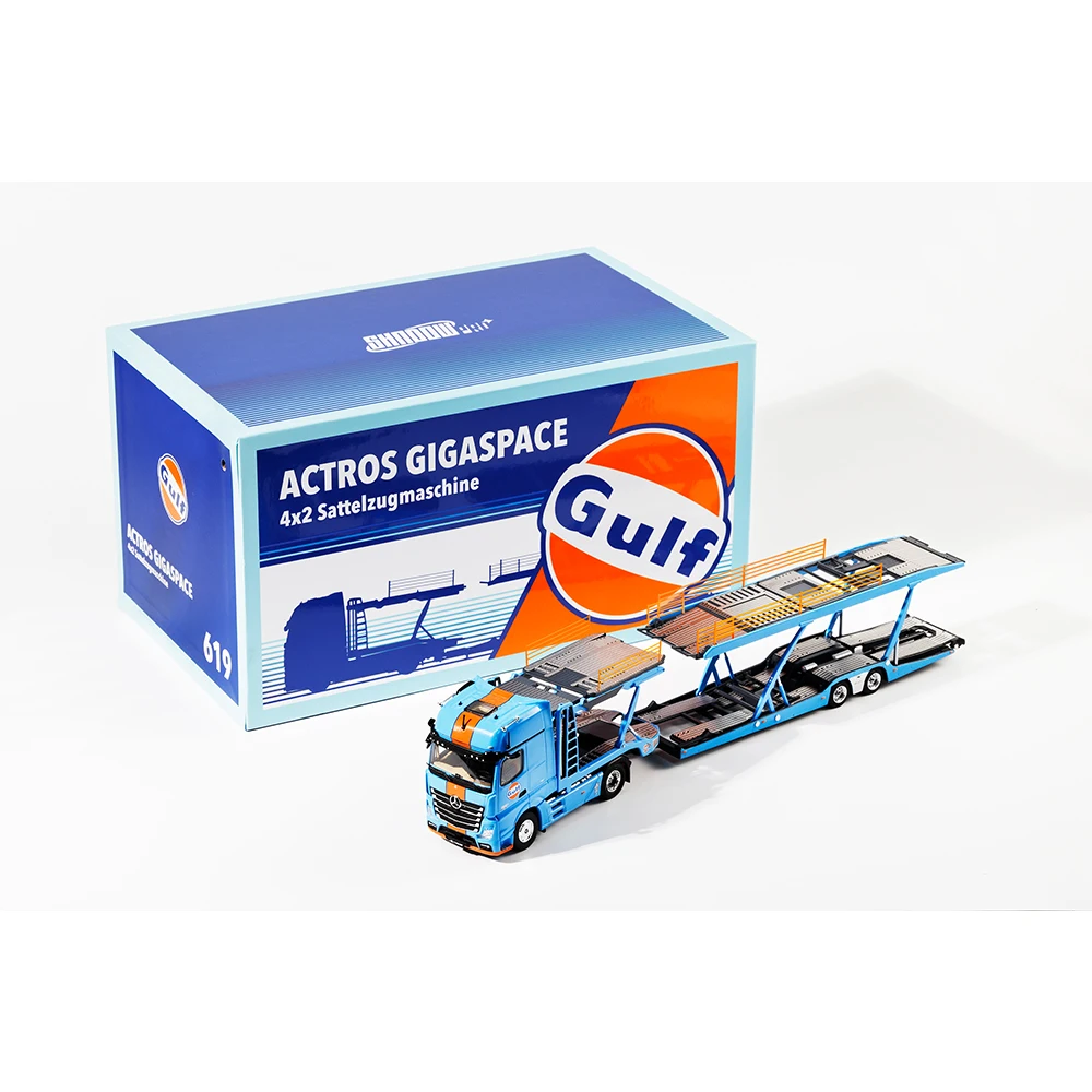 

Масштабная модель грузовика DCT 1/64 Actros Gigaspace 4x2 с логотипом Gulf, литая под давлением, коллекционная игрушка для взрослых