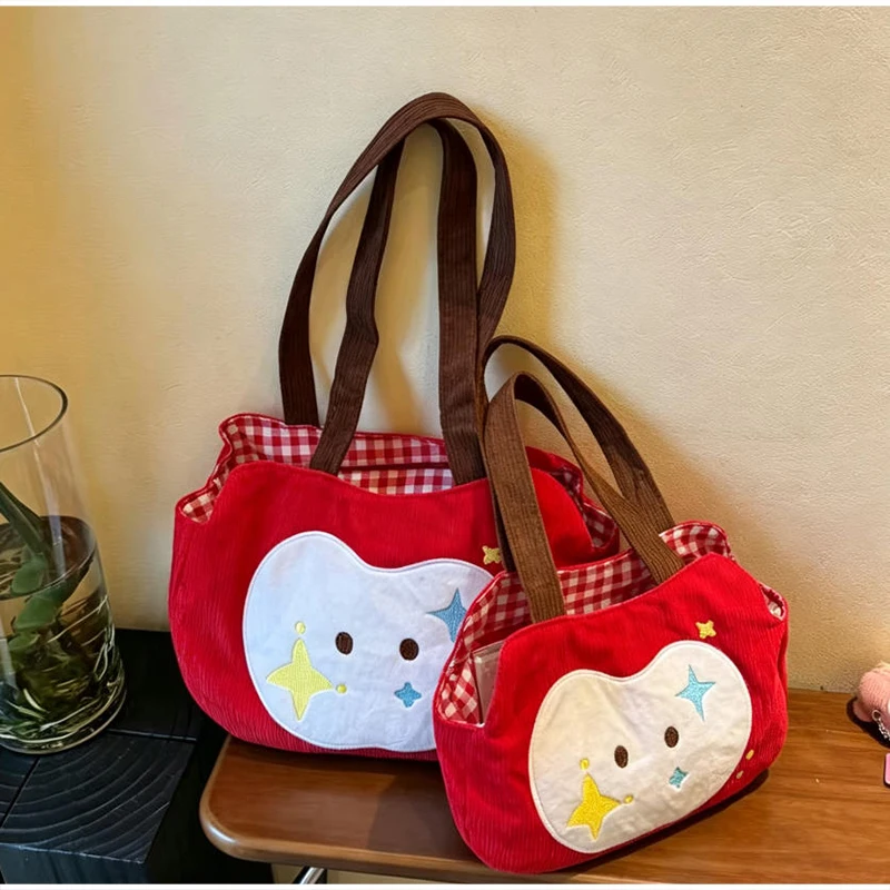 Apfel-förmige Umhängetasche, Damenhandtasche, Niedliche Leichte Kompakte Tasche für Reisen, Einkaufen & Freizeitausflüge, Druckknopfverschluss – Detail 1