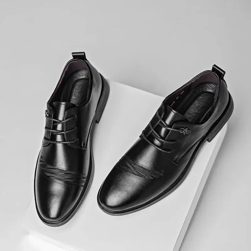 

British casual leather shoes men's Korean version low-top men's soft-soled business formal men's shoes Mokaxin shoes