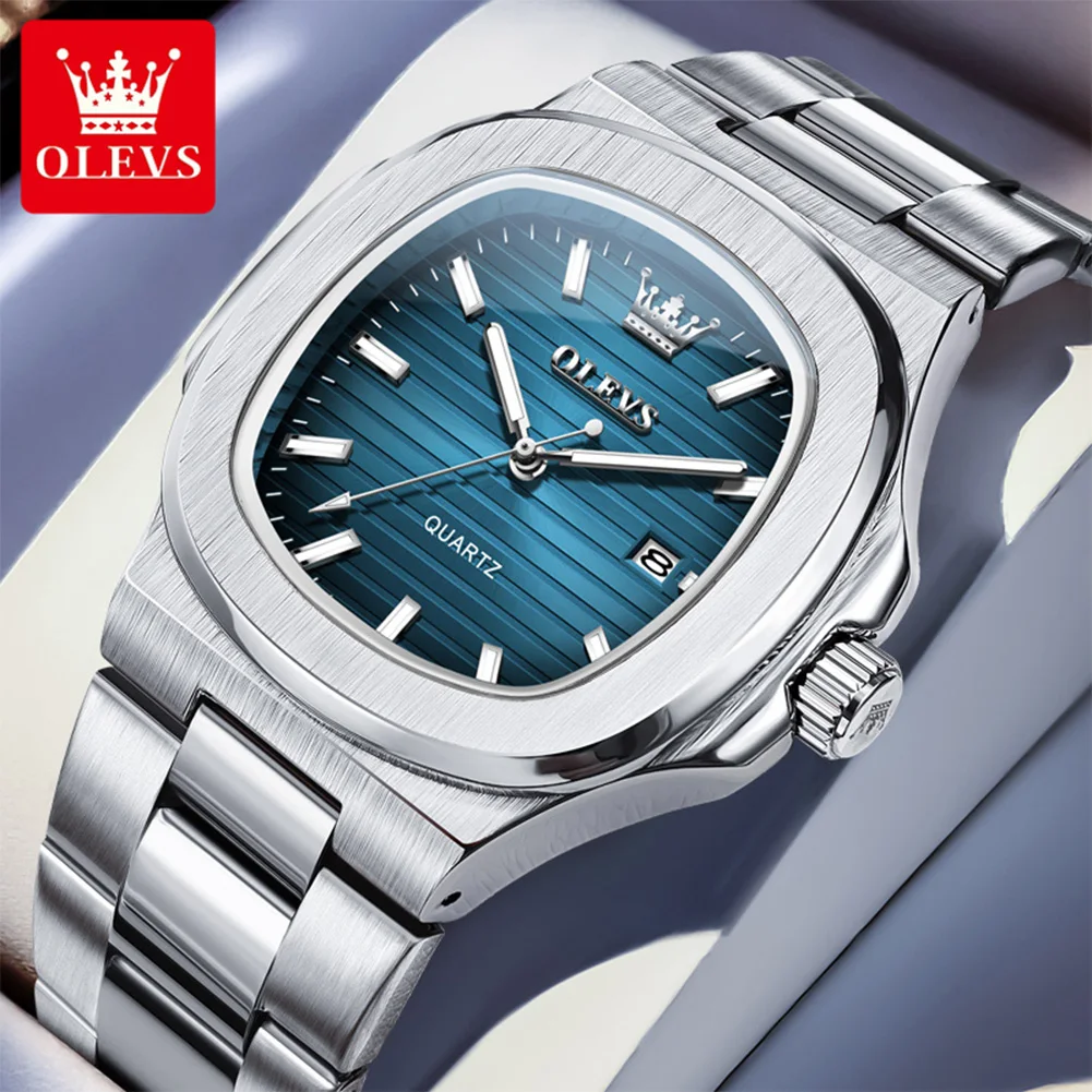 OLEVS 3696 Original Quartz Movement Fashion Watch HD Luminous 30m Waterproof Single Calendar Window Stylish Men Watch