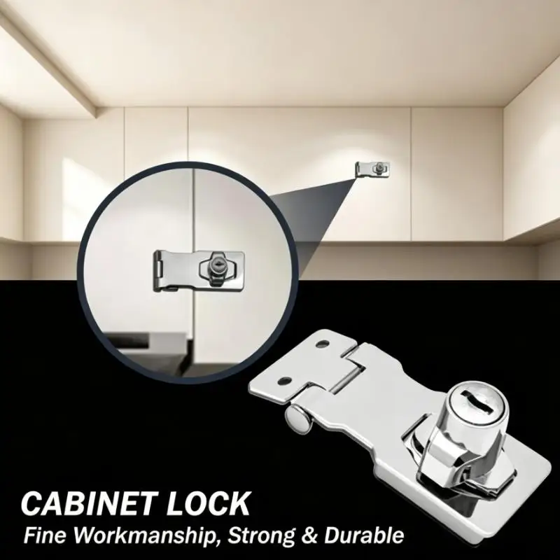 Zinc Alloy Drawer Lock Heavy Duty with 2 Keys Anti-theft Safety Hasp Lock for Kitchen Cabinet Cupboard Home Use