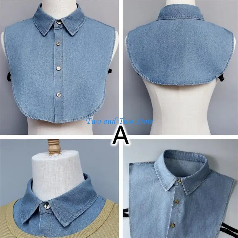 HX6F Lightweight Easy Wear Shirt Collar Replacement Trendy Half Shirt Blouse